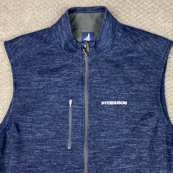 Johnnie-O Tahoe Fleece Vest Men's Medium Admiral Blue Full Zip JMVT1100 - Picture 2 of 14